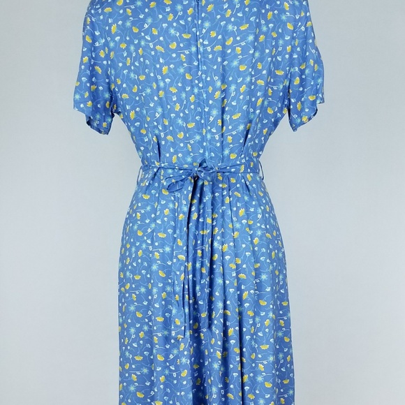 Vintage 90s Daisy Floral Maxi Dress Blue Grunge - Picture 5 of 8